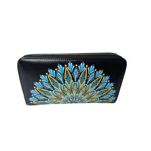 Huztencor RFID Blocking Wallet 36 Card Holder Peacock Design Large Clutch Purse